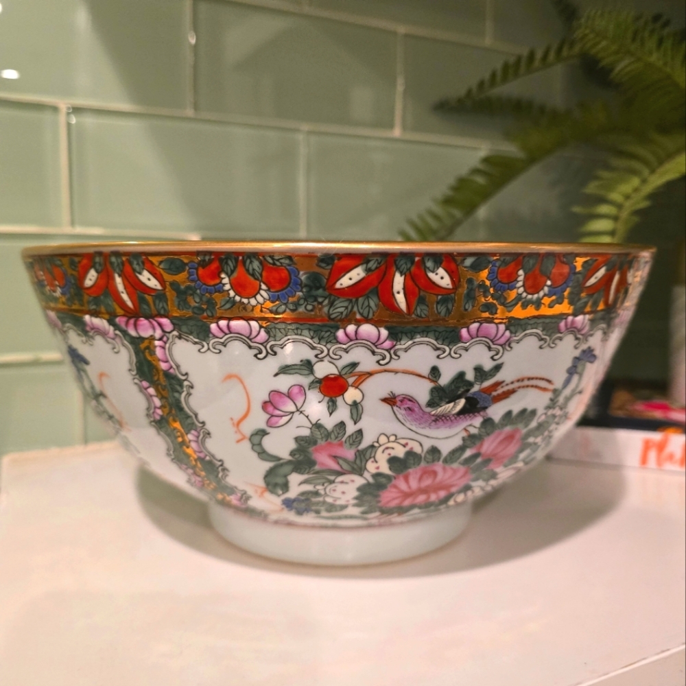 Vintage Andrea by Sadek Rose Medallion Porcelain Bowl